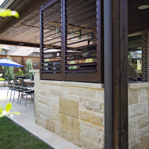 Exterior blinds in a modern patio renovation