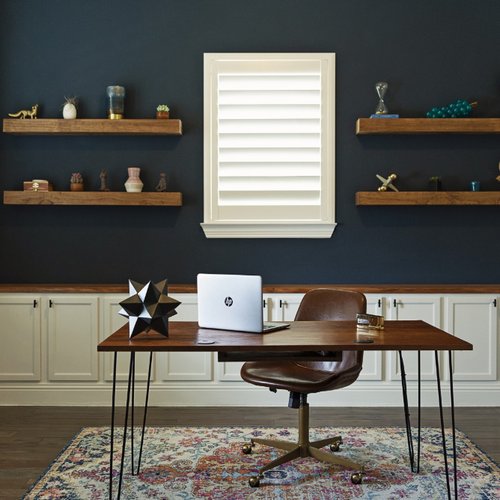 White shutters in a stylish home office
