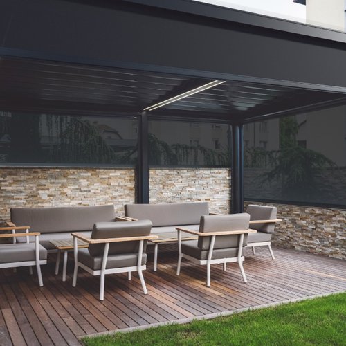 Fort Bend TX modern patio with roller shades